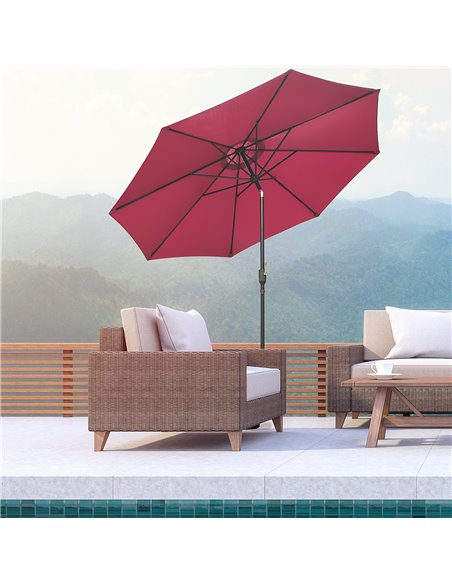 Outsunny 3(m) Tilting Parasol Garden Umbrella, Wine Red 840-070WR - pic 49769 | FastDaddyshop