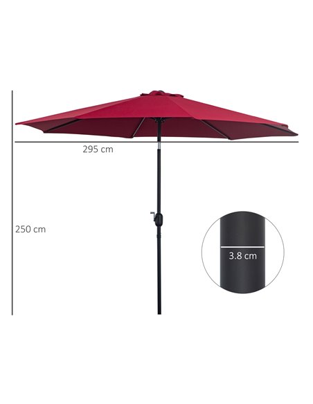 Outsunny 3(m) Tilting Parasol Garden Umbrellas, Outdoor Sun Shade with 8 Ribs, Tilt and Crank Handle for Balcony, Bench, Garden, - pic 49770 | FastDaddyshop