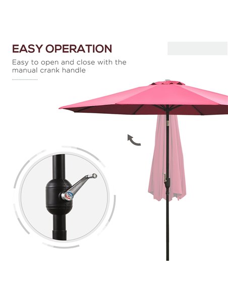 Outsunny 3(m) Tilting Parasol Garden Umbrellas, Outdoor Sun Shade with 8 Ribs, Tilt and Crank Handle for Balcony, Bench, Garden, - pic 49771 | FastDaddyshop