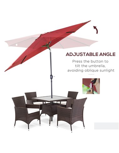 Outsunny 3(m) Tilting Parasol Garden Umbrellas, Outdoor Sun Shade with 8 Ribs, Tilt and Crank Handle for Balcony, Bench, Garden,