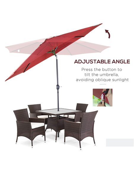 Outsunny 3(m) Tilting Parasol Garden Umbrellas, Outdoor Sun Shade with 8 Ribs, Tilt and Crank Handle for Balcony, Bench, Garden, - pic 49773 | FastDaddyshop