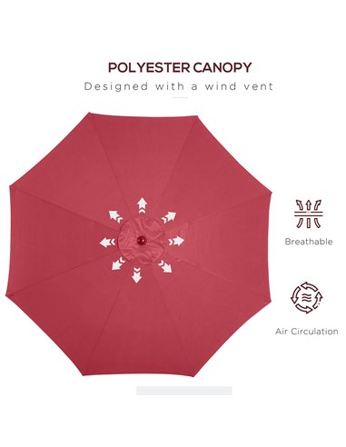 Outsunny 3(m) Tilting Parasol Garden Umbrellas, Outdoor Sun Shade with 8 Ribs, Tilt and Crank Handle for Balcony, Bench, Garden,