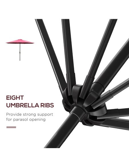 Outsunny 3(m) Tilting Parasol Garden Umbrellas, Outdoor Sun Shade with 8 Ribs, Tilt and Crank Handle for Balcony, Bench, Garden, - pic 49775 | FastDaddyshop