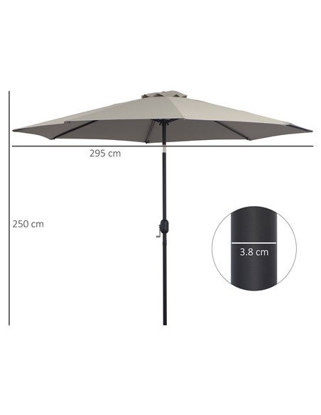 Outsunny 3(m) Tilting Parasol Garden Umbrellas, Outdoor Sun Shade with 8 Ribs, Tilt and Crank Handle for Balcony, Bench, Garden, - pic 49779 | FastDaddyshop