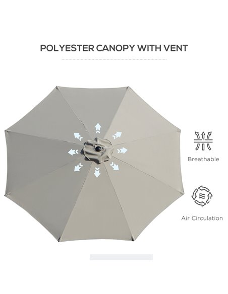 Outsunny 3(m) Tilting Parasol Garden Umbrellas, Outdoor Sun Shade with 8 Ribs, Tilt and Crank Handle for Balcony, Bench, Garden, - pic 49784 | FastDaddyshop