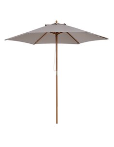 Outsunny 2.5m Wood Garden Parasol Wooden Umbrella Canopy, Grey 84D-056GY