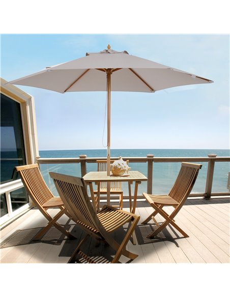 Outsunny 2.5m Wood Garden Parasol Sun Shade Patio Outdoor Wooden Umbrella Canopy Grey 84D-056GY - pic 49787 | FastDaddyshop