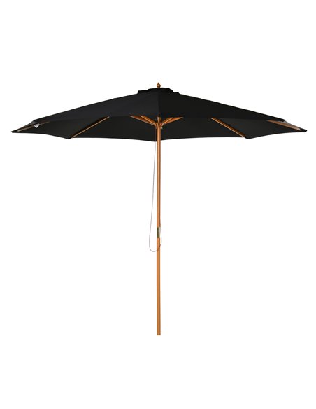 Outsunny 3m Bamboo Market Patio Umbrella Garden Parasol, Black 840-065BK - pic 49795 | FastDaddyshop