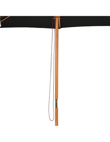 Outsunny ⌀3m Bamboo Wooden Market Patio Umbrella Garden Parasol Outdoor Sunshade Canopy, 8-ribs,Black 840-065BK