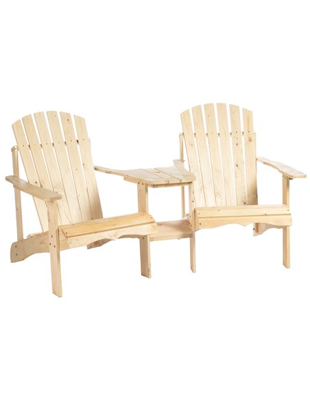 Outsunny Wooden Outdoor Double Adirondack Chairs Loveseat, Natural 84B-396ND - pic 49804 | FastDaddyshop