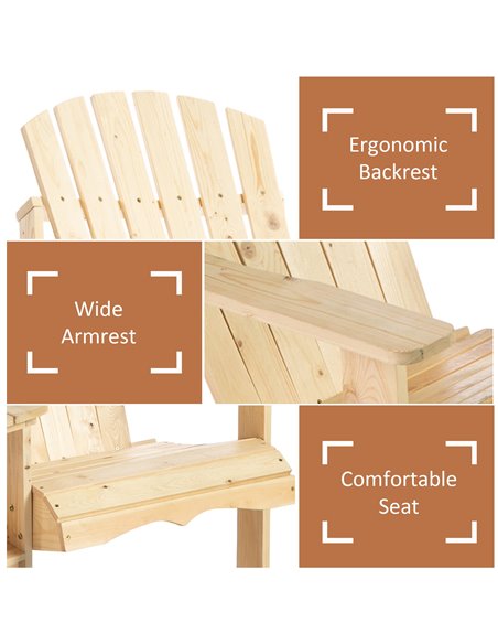 Outsunny Wooden Outdoor Double Adirondack Chairs Loveseat w/ Center Table and Umbrella Hole, Garden Patio Furniture for Lounging - pic 49808 | FastDaddyshop