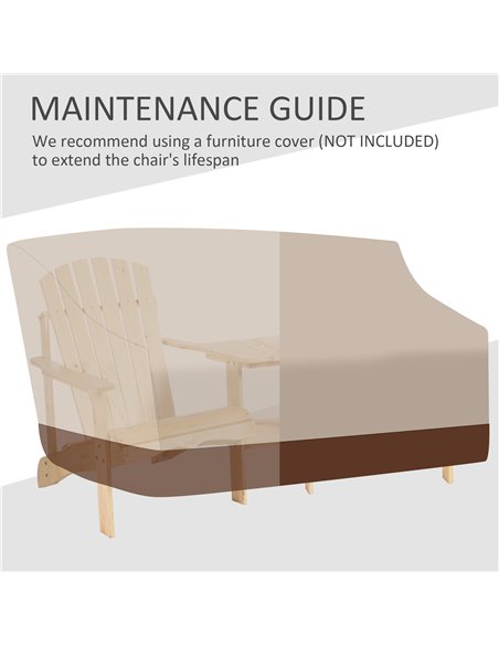 Outsunny Wooden Outdoor Double Adirondack Chairs Loveseat w/ Center Table and Umbrella Hole, Garden Patio Furniture for Lounging - pic 49810 | FastDaddyshop