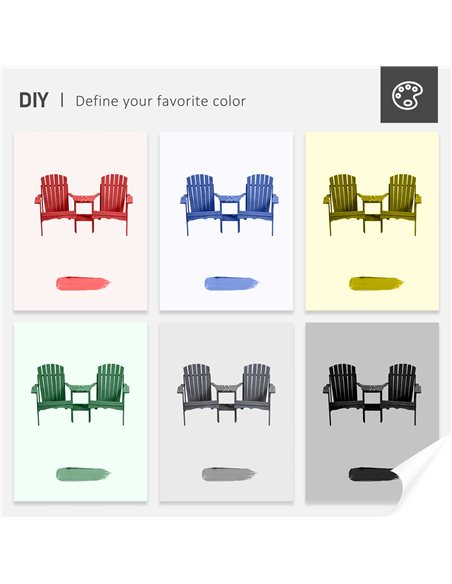 Outsunny Wooden Outdoor Double Adirondack Chairs Loveseat w/ Center Table and Umbrella Hole, Garden Patio Furniture for Lounging - pic 49812 | FastDaddyshop
