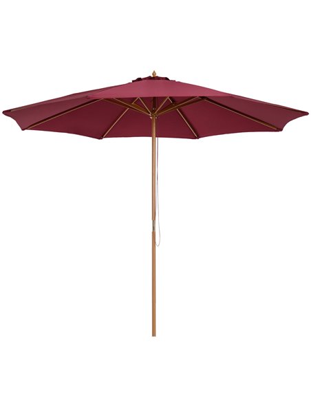 Outsunny 3m Wooden Market Patio Umbrella Garden Parasol, Wine Red 01-0576 - pic 49813 | FastDaddyshop