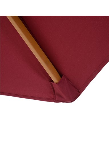 Outsunny ⌀3m Bamboo Wooden Market Patio Umbrella Garden Parasol Outdoor Sunshade Canopy, 8-ribs,Wine Red 01-0576