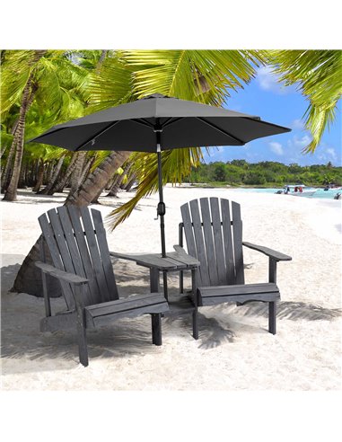 Outsunny Wooden Outdoor Double Adirondack Chairs Loveseat, Grey 84B-396CG