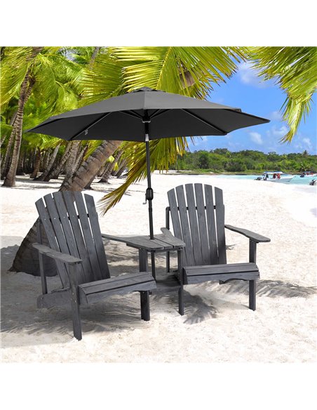 Outsunny Wooden Outdoor Double Adirondack Chairs Loveseat, Grey 84B-396CG - pic 49823 | FastDaddyshop
