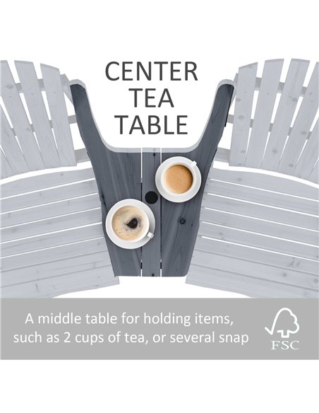 Outsunny Wooden Outdoor Double Adirondack Chairs Loveseat w/ Center Table and Umbrella Hole, Garden Patio Furniture for Lounging - pic 49826 | FastDaddyshop