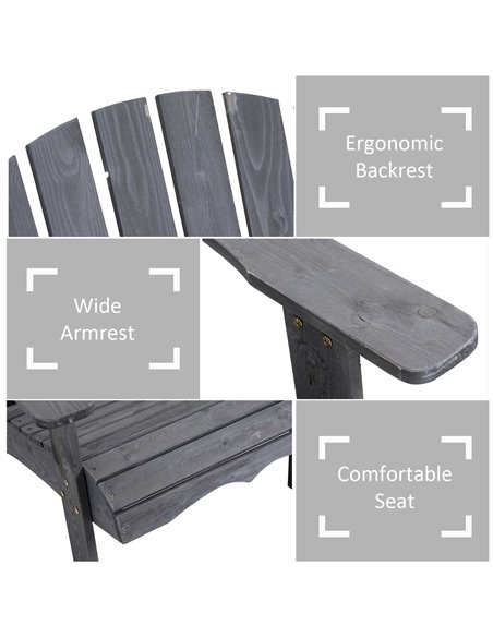 Outsunny Wooden Outdoor Double Adirondack Chairs Loveseat w/ Center Table and Umbrella Hole, Garden Patio Furniture for Lounging - pic 49827 | FastDaddyshop