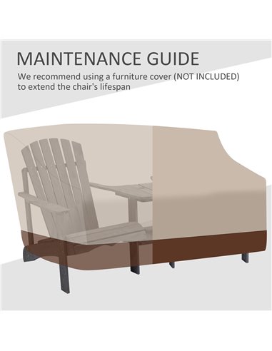 Outsunny Wooden Outdoor Double Adirondack Chairs Loveseat w/ Center Table and Umbrella Hole, Garden Patio Furniture for Lounging