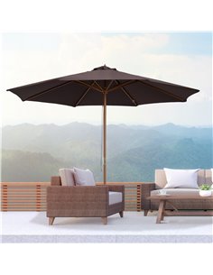 Outsunny 3m Wooden Market Patio Umbrella Garden Parasol, Coffee 01-0577 2