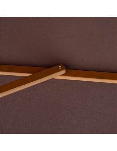Outsunny ⌀3m Bamboo Wooden Market Patio Umbrella Garden Parasol Outdoor Sunshade Canopy, 8-ribs,Coffee 01-0577