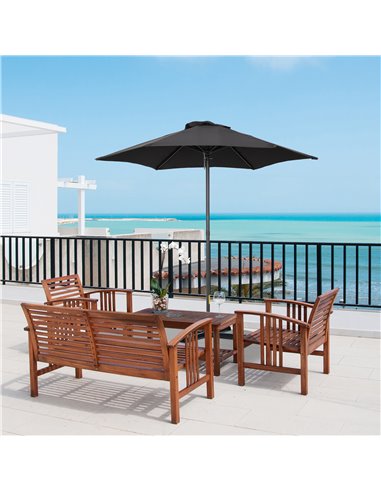 Outsunny Parasols Umbrellas 2m Patio Outdoor Sun Shade with 6 Sturdy Ribs for Balcony, Bench, Garden, Black 84D-159BK