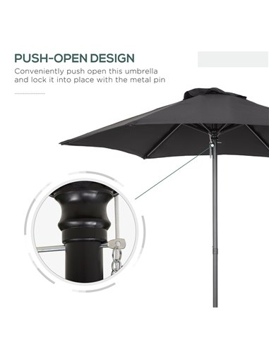 Outsunny Parasols Umbrellas 2m Patio Outdoor Sun Shade with 6 Sturdy Ribs for Balcony, Bench, Garden, Black 84D-159BK