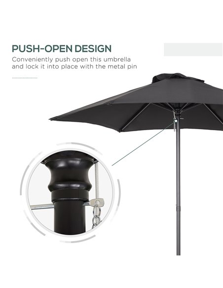 Outsunny Parasols Umbrellas 2m Patio Outdoor Sun Shade with 6 Sturdy Ribs for Balcony, Bench, Garden, Black 84D-159BK - pic 49846 | FastDaddyshop