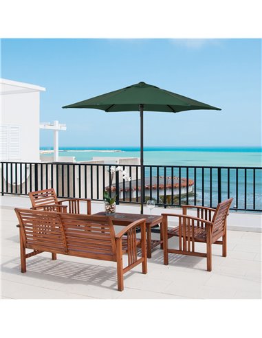 Outsunny 2m Patio Parasols Umbrellas, Outdoor Sun Shade with 6 Sturdy Ribs for Balcony, Bench, Garden, Green 84D-159GN