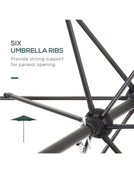 Outsunny 2m Patio Parasols Umbrellas, Outdoor Sun Shade with 6 Sturdy Ribs for Balcony, Bench, Garden, Green 84D-159GN - pic 49853 | FastDaddyshop