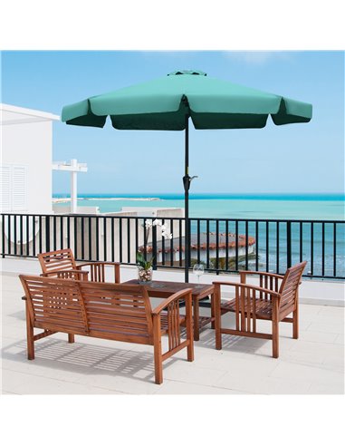 Outsunny 2.66m Garden Parasol Umbrella, Outdoor Market Table Umbrella, Outdoor Sun Shade with Ruffles, 8 Sturdy Ribs, Green 84D-