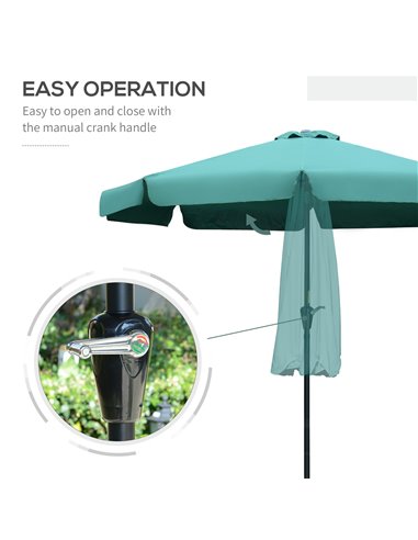 Outsunny 2.66m Garden Parasol Umbrella, Outdoor Market Table Umbrella, Outdoor Sun Shade with Ruffles, 8 Sturdy Ribs, Green 84D-