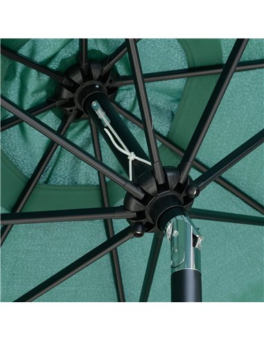 Outsunny 2.66m Garden Parasol Umbrella, Outdoor Market Table Umbrella, Outdoor Sun Shade with Ruffles, 8 Sturdy Ribs, Green 84D-