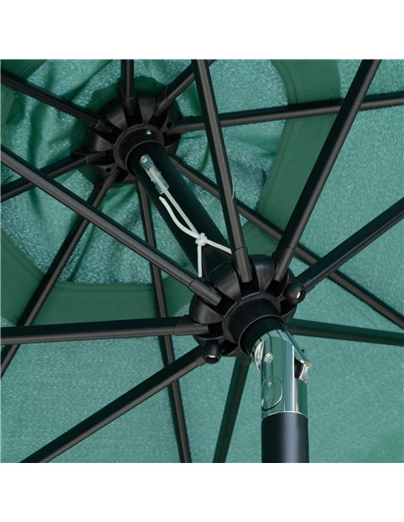 Outsunny 2.66m Garden Parasol Umbrella, Outdoor Market Table Umbrella, Outdoor Sun Shade with Ruffles, 8 Sturdy Ribs, Green 84D- - pic 49866 | FastDaddyshop