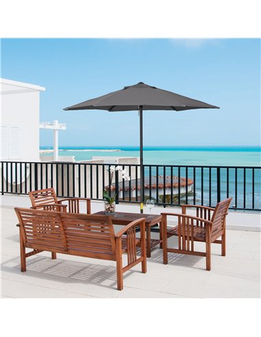 Outsunny 2m Patio Parasols Umbrellas, Outdoor Sun Shade with 6 Sturdy Ribs for Balcony, Bench, Garden, Dark Grey 84D-159CG