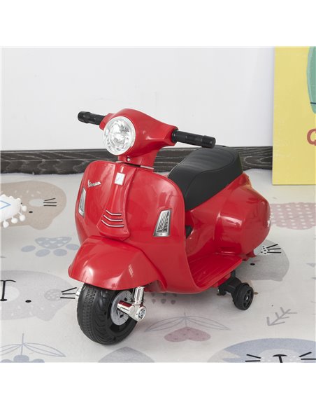 HOMCOM Vespa Licensed Kids Ride On Motorcycle 6V Battery Powered Electric Trike Toys for 18-36 Months with Horn Headlight Red - pic 4987 | FastDaddyshop