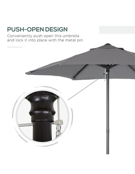 Outsunny 2m Patio Parasols Umbrellas, Outdoor Sun Shade with 6 Sturdy Ribs for Balcony, Bench, Garden, Dark Grey 84D-159CG - pic 49873 | FastDaddyshop