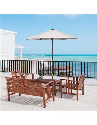 Outsunny 2m Patio Parasols Umbrellas, Outdoor Sun Shade with 6 Sturdy Ribs for Balcony, Bench, Garden, Cream White 84D-159