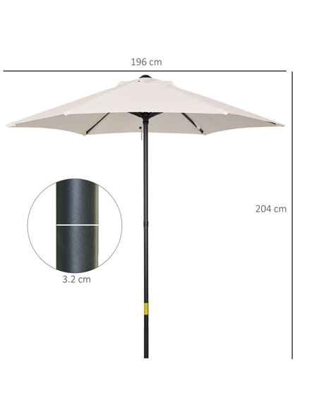 Outsunny 2m Patio Parasols Umbrellas, Outdoor Sun Shade with 6 Sturdy Ribs for Balcony, Bench, Garden, Cream White 84D-159 - pic 49878 | FastDaddyshop