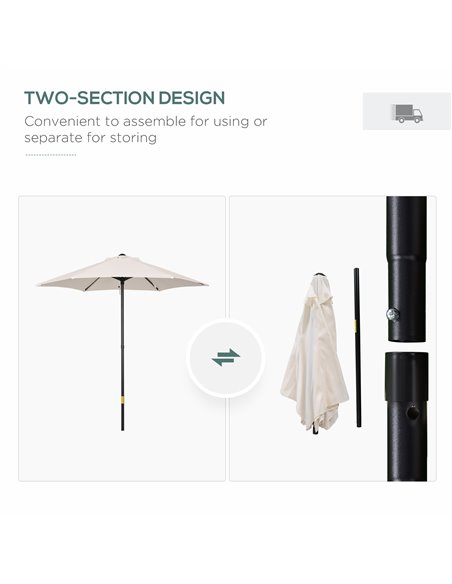 Outsunny 2m Patio Parasols Umbrellas, Outdoor Sun Shade with 6 Sturdy Ribs for Balcony, Bench, Garden, Cream White 84D-159 - pic 49879 | FastDaddyshop