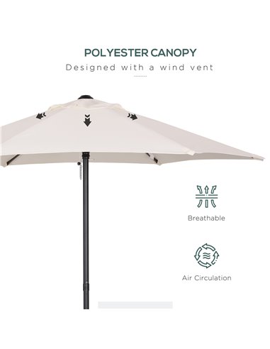 Outsunny 2m Patio Parasols Umbrellas, Outdoor Sun Shade with 6 Sturdy Ribs for Balcony, Bench, Garden, Cream White 84D-159
