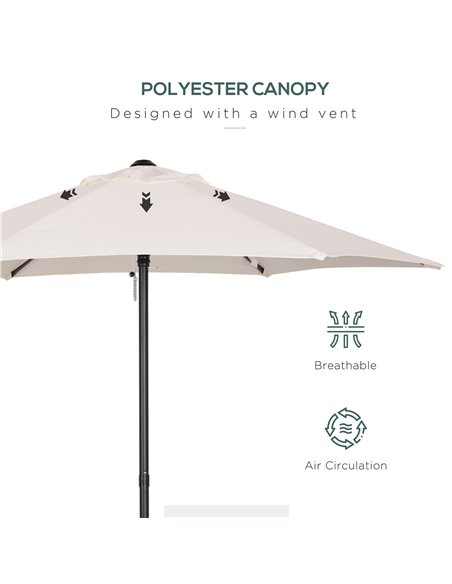 Outsunny 2m Patio Parasols Umbrellas, Outdoor Sun Shade with 6 Sturdy Ribs for Balcony, Bench, Garden, Cream White 84D-159 - pic 49881 | FastDaddyshop