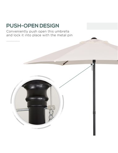 Outsunny 2m Patio Parasols Umbrellas, Outdoor Sun Shade with 6 Sturdy Ribs for Balcony, Bench, Garden, Cream White 84D-159