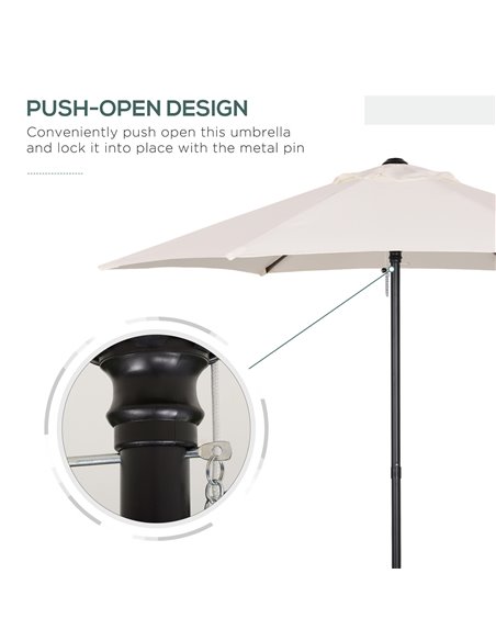 Outsunny 2m Patio Parasols Umbrellas, Outdoor Sun Shade with 6 Sturdy Ribs for Balcony, Bench, Garden, Cream White 84D-159 - pic 49882 | FastDaddyshop