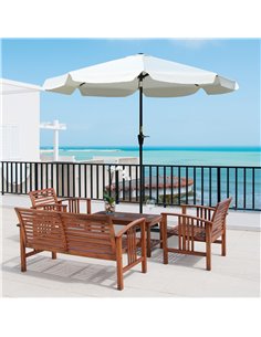 Outsunny 2.66m Patio Umbrella Garden Parasol, Cream White 84D-157 2