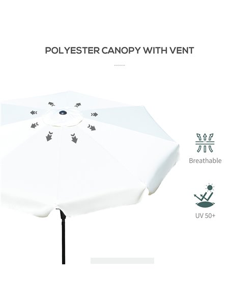 Outsunny 2.66m Patio Umbrella Garden Parasol Outdoor Sun Shade Table Umbrella with Ruffles, 8 Sturdy Ribs, Cream White 84D-157 - pic 49899 | FastDaddyshop