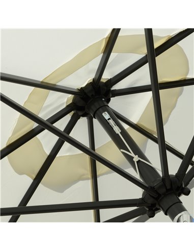 Outsunny 2.66m Patio Umbrella Garden Parasol Outdoor Sun Shade Table Umbrella with Ruffles, 8 Sturdy Ribs, Cream White 84D-157