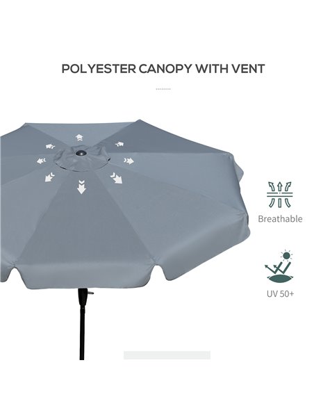 Outsunny 2.66m Patio Umbrella Garden Parasol Outdoor Sun Shade Table Umbrella with Ruffles, 8 Sturdy Ribs, Charcoal Grey 84D-157 - pic 49908 | FastDaddyshop