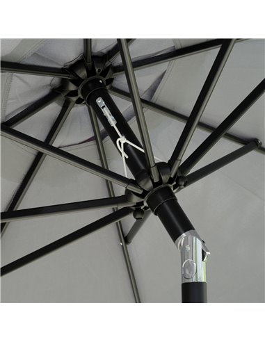 Outsunny 2.66m Patio Umbrella Garden Parasol Outdoor Sun Shade Table Umbrella with Ruffles, 8 Sturdy Ribs, Charcoal Grey 84D-157